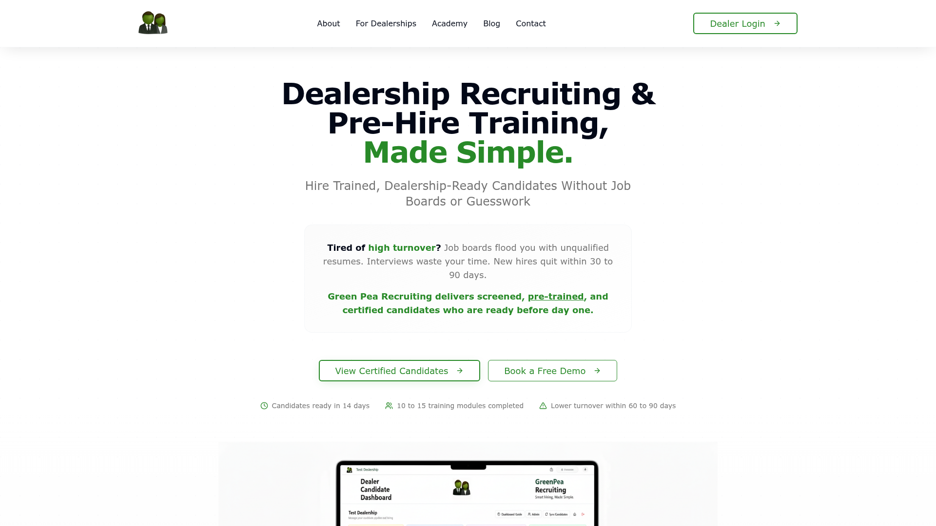 Green Pea Recruiting homepage preview