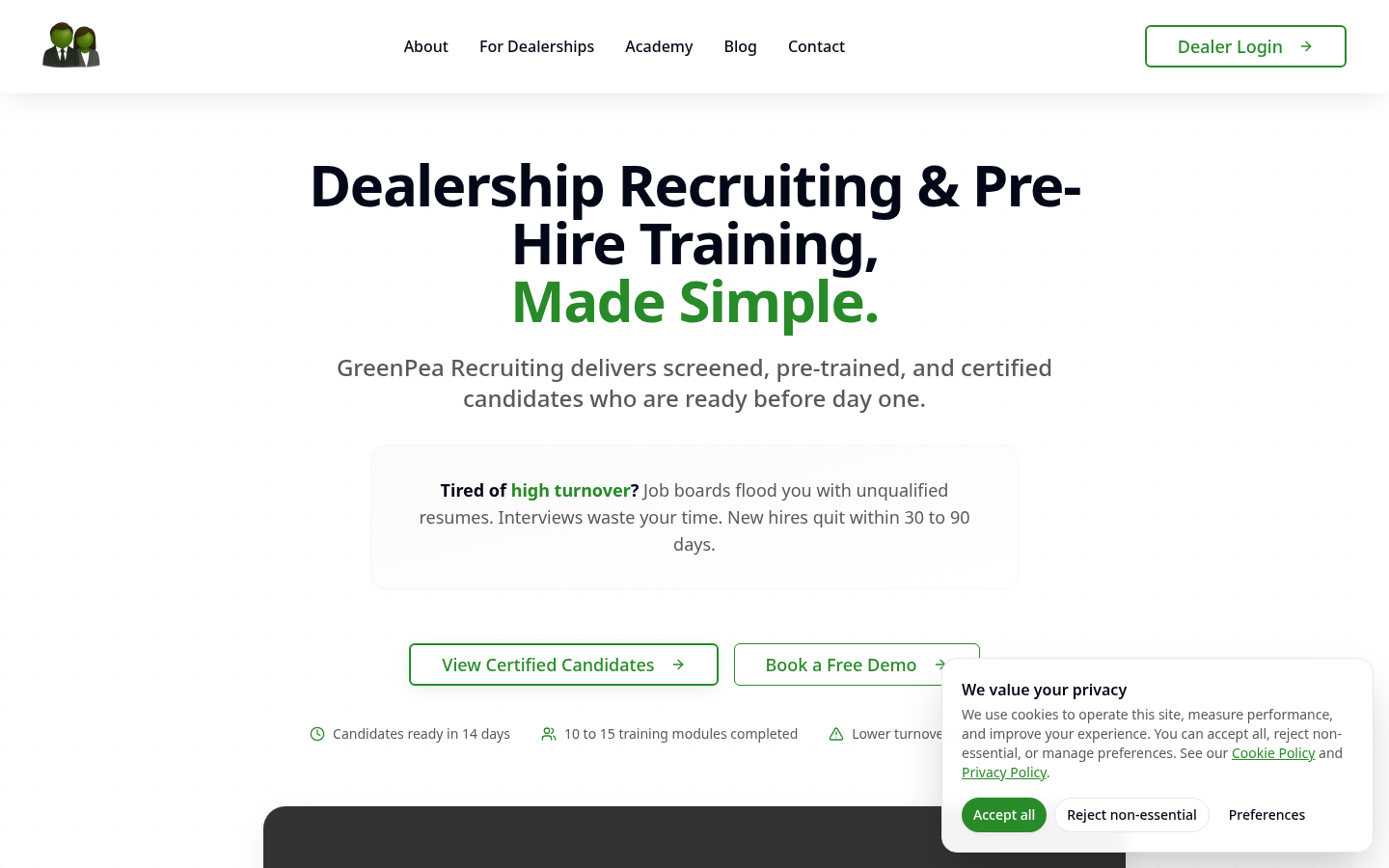 Green Pea Recruiting product screenshot