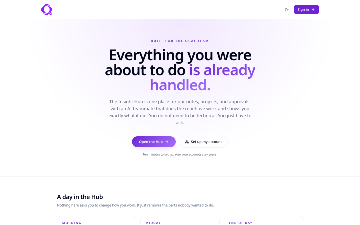 Quant AI Insight Hub product screenshot