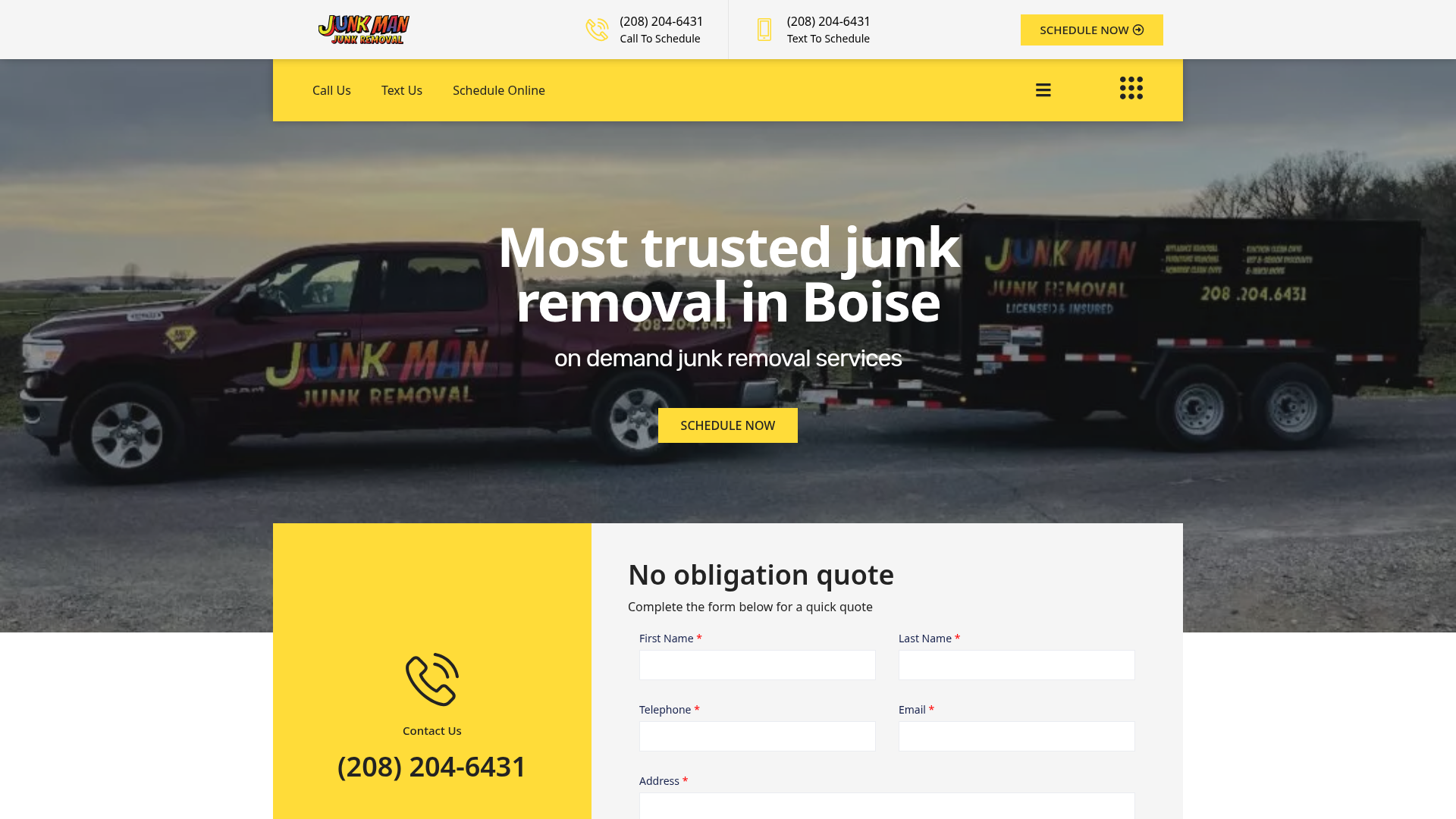 Junk Man LLC , ABN Junk Man Treasure Valley homepage preview